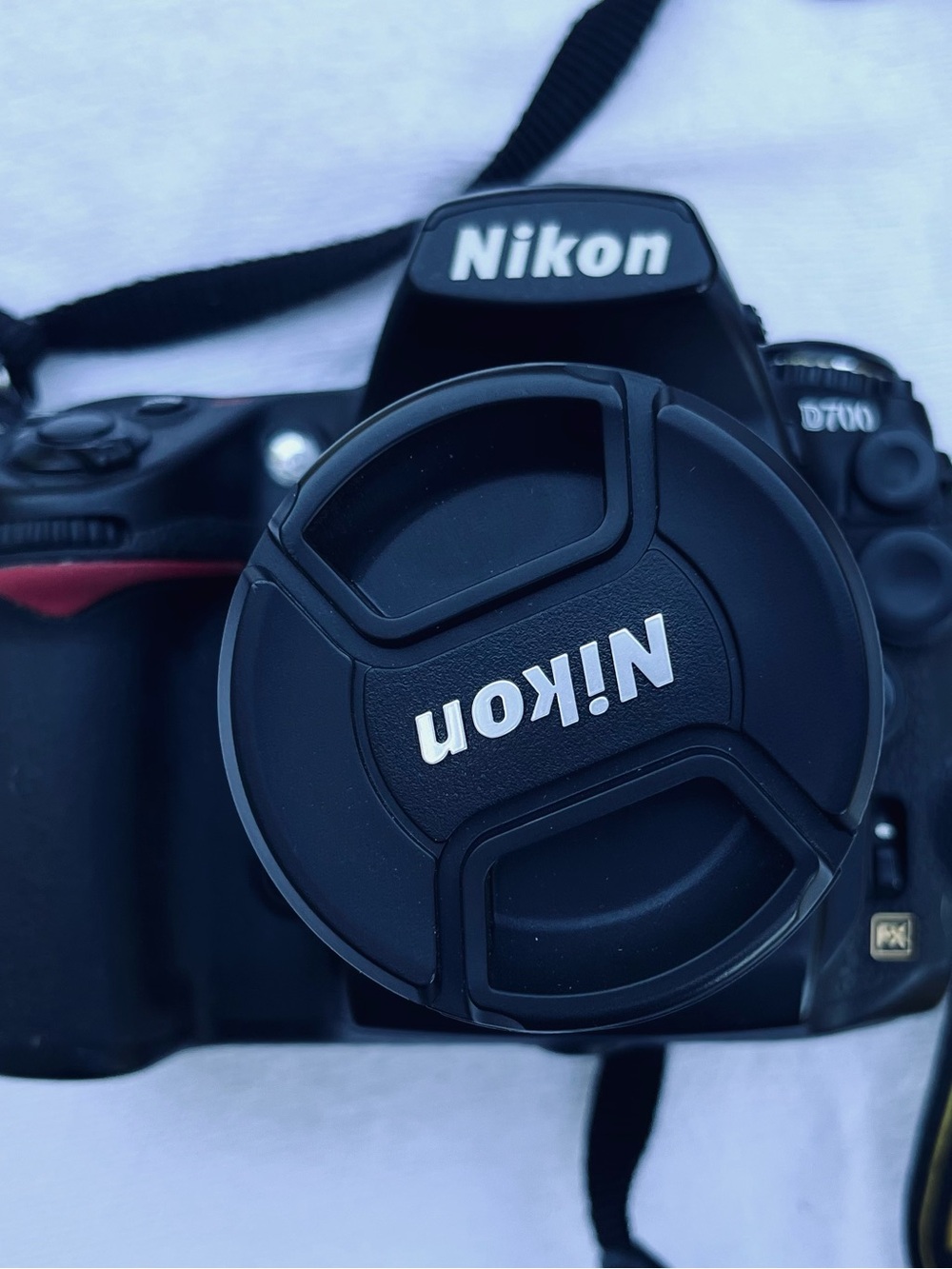 Nikon D700 with 50mm lens, battery grip.